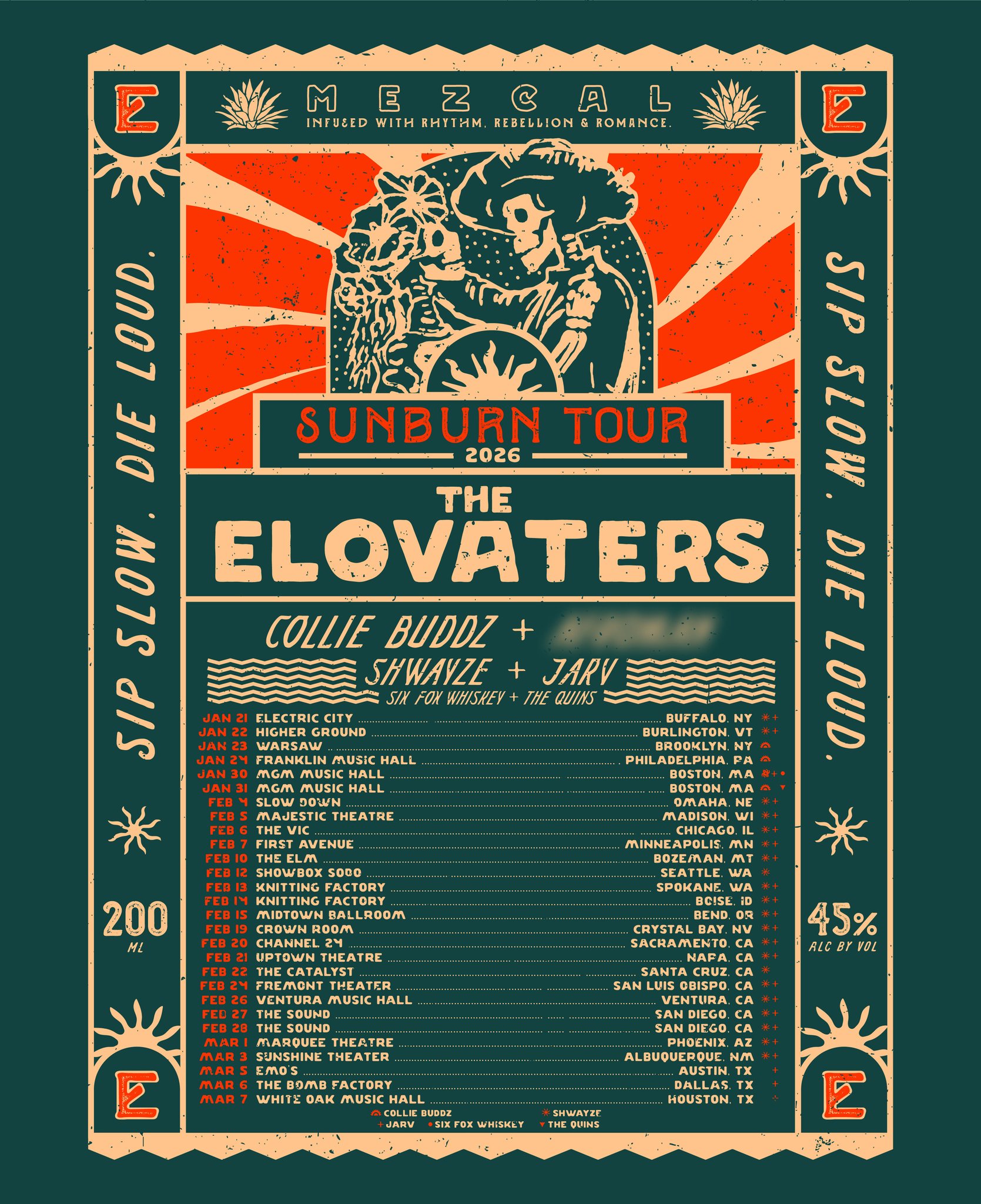 The Elovaters The Sunburn Tour Poster 2026